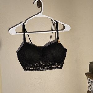 Victoria Secret Pink Elegant Black Lace Bralette Pushup Medium NWT